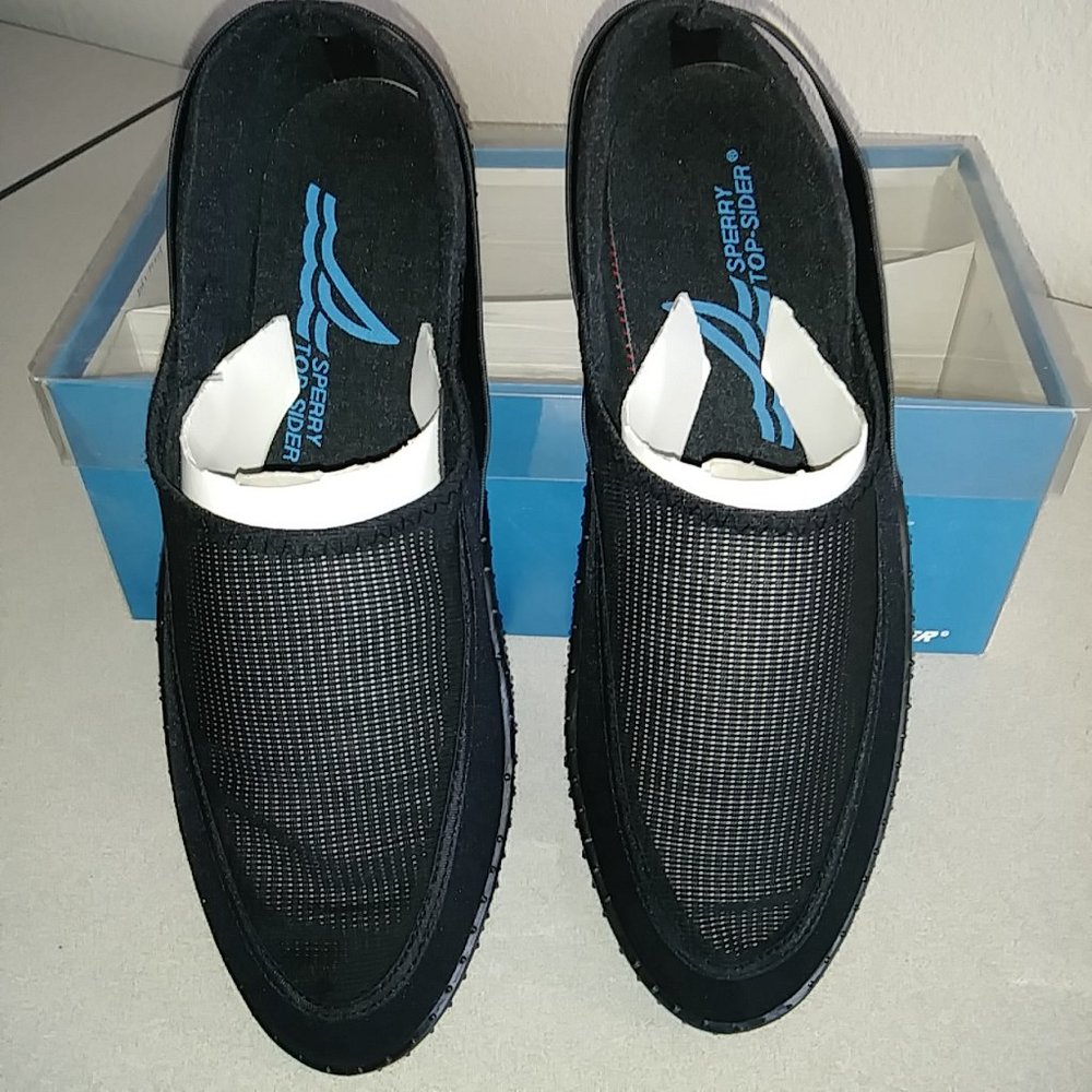 Vintage Sperry TopSider Men's New Beach Shoes, Black, Size 10M, NEVER WORN!